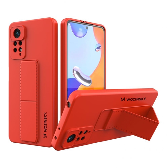 Picture of Wozinsky Wozinsky Kickstand Case Silicone Stand Cover for Xiaomi Redmi Note 11 Pro red