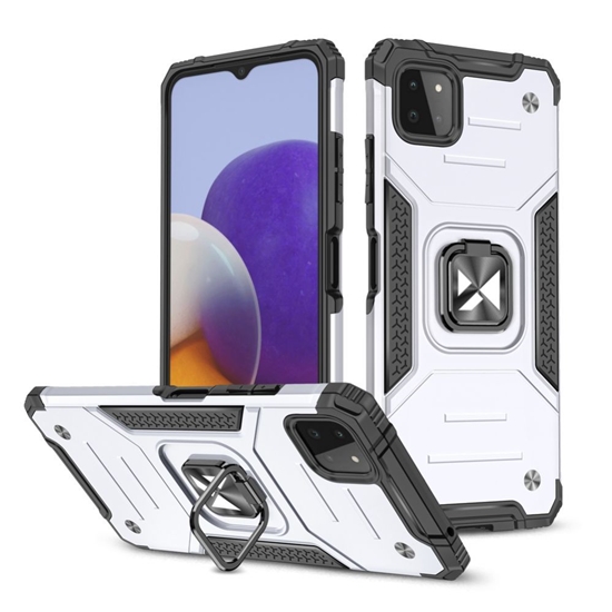 Изображение Wozinsky Wozinsky Ring Armor Case Kickstand Tough Rugged Cover for Samsung Galaxy A22 4G silver