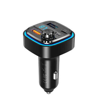Attēls no XO Car charger / FM transmitter XO BCC08 USB x2, USB-C, MP3, Bluetooth 5.0 15W (black)