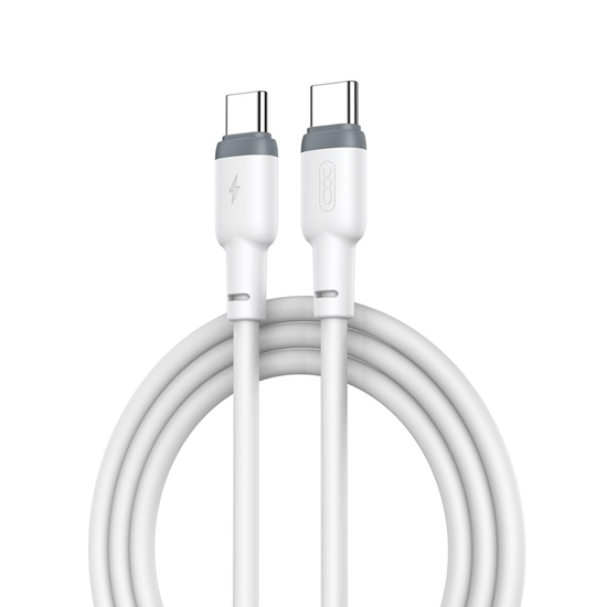 Изображение XO NB208B Izturīgs TPE Universāls USB-C uz USB-C PD 60W Datu & Ātrās 2.4A Uzlādes Vads 1m Zila