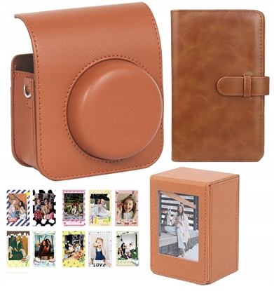Picture of Zestaw 4w1 Futera Album Etui BOX Naklejki Zdjcia do Fuji Instax Mini 41 / Brzowy