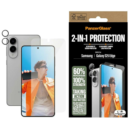 Attēls no Zestaw ochronny PanzerGlass Hoops+UWF    2w1 Szko+Lens do Samsung Galaxy S25 Edge