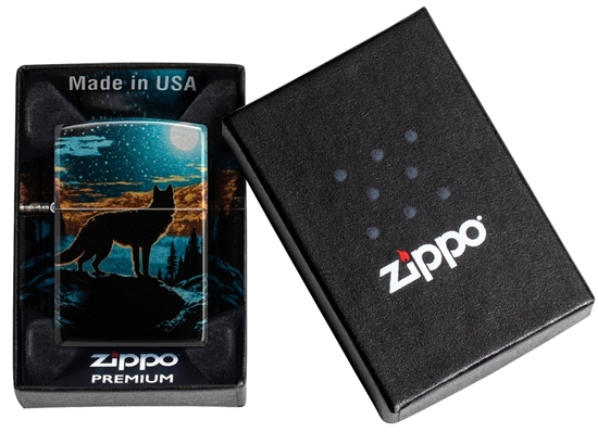 Picture of Zippo Lighter 46252 Moonlight Wolf Design