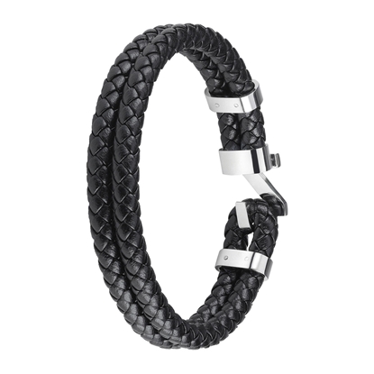 Attēls no Zippo Steel Braided Leather Bracelet 22 cm