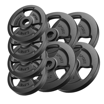 Attēls no 30mm svara diski Tri-Grip weight plates made of cast iron set 30 kg / 4 x 5 kg + 4 x 2.5 kg - Marbo Sport