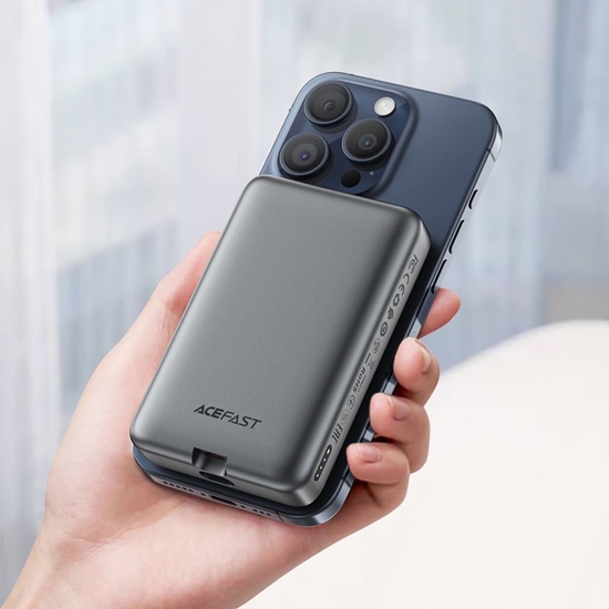 Изображение Acefast Powerbank Acefast M10 Magnetic 2x USB-C PD 30W with 15W Inductive Charging and USB-C Cable - Black