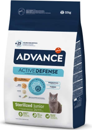 Picture of ADVANCE CAT STERILIZED JUNIOR 10 kg - pilnvērtīga sausā barība, kas īpaši paredzēta sterilizētiem kaķiem (no sterilizācijas līdz 24 mēnešu vecumam). Ar vistu un rīsiem.