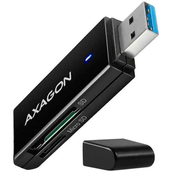 Picture of Axagon Axagon Slim super-speed USB 3.2 Gen 1 card reader with a direct USB-A connector.