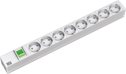 Picture of Bachmann 19" socket strip 8-way, with switch, aluminium