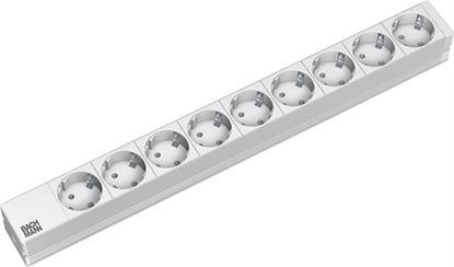 Picture of Bachmann 19" socket strip 9-way, without switch, Aluminium