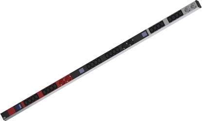 Picture of Bachmann BN0500 19" PDU 1U 24xC13 6x earthing contact, power measurement, connection CEE 3x 16A, red