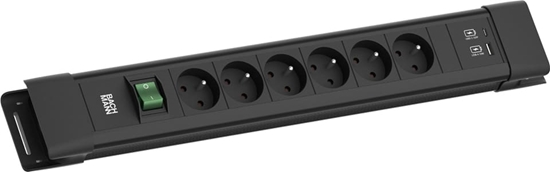Picture of Bachmann CONNECTUS 6xUTE, 1xSchalter 1xUSB A/C 22W 2,0m CEE7/7 Schwarz
