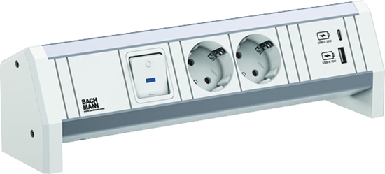 Picture of Bachmann DESK 2xCEE7/3 1xSwitch 1xUSB A/C 22W GST18 RAL9010
