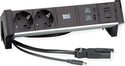Attēls no Bachmann DESK2 2x Schutzkontakt, 1x USB-C, USB Charger A&C 22W, GST18