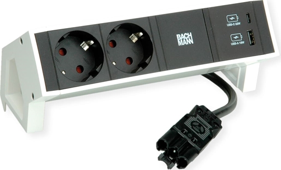 Picture of Bachmann DESK2 2xprotective contact USB A&C, USB Charger 22W 0.2m GST18 white
