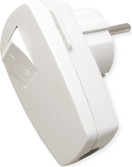 Picture of Bachmann earthing contact plug, white, can be switched off Rocker switch 2-p
