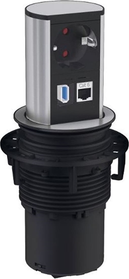 Picture of Bachmann ELEVATOR 1x earthing contact, 1x CAT6, 1x USB 3.0, Stainless steel