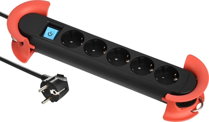 Attēls no Bachmann HOOK Indoor 5x earthing contact, plastic, with switch, 5 m