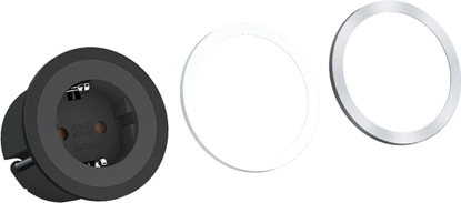 Picture of Bachmann PIX 1x earthing contact, with earthing contact and decorative rings in white, black and stainless steel look, 2 m