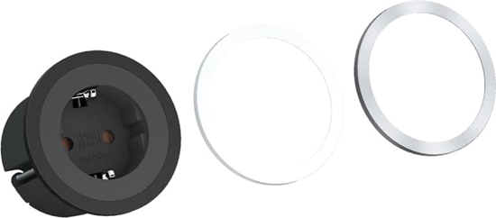 Picture of Bachmann PIX 1x earthing contact, with earthing contact and decorative rings in white, black and stainless steel look, 2 m