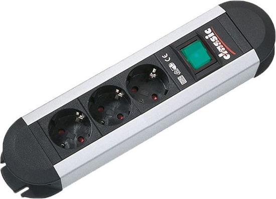 Picture of Bachmann PRIMO socket strip 3x earthing contact, aluminium, with switch, 1.75 m