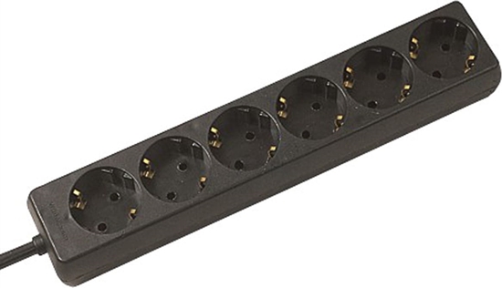 Picture of Bachmann SELLY socket strip 6x earthing contact, black, 1.5 m