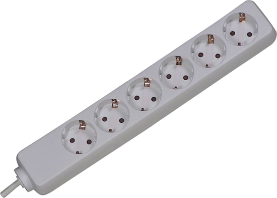 Picture of Bachmann SELLY socket strip 6x earthing contact, white, 1.5 m
