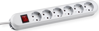 Picture of Bachmann SMART socket strip 6x earthing contact, aluminium, with switch, white, 3 m