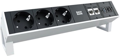 Изображение Bachmann socket strip DESK2 3x earthing contact, 2x CAT6a, 1x HDMI, USB3.0, white