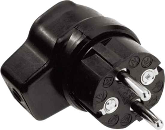 Picture of Bachmann solid rubber angled plug, black with earthing contact