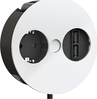 Picture of Bachmann TWIST 1x earthing contact, Wire end ferrules, USB charger, earthing contact mounting plug, white, 2 m