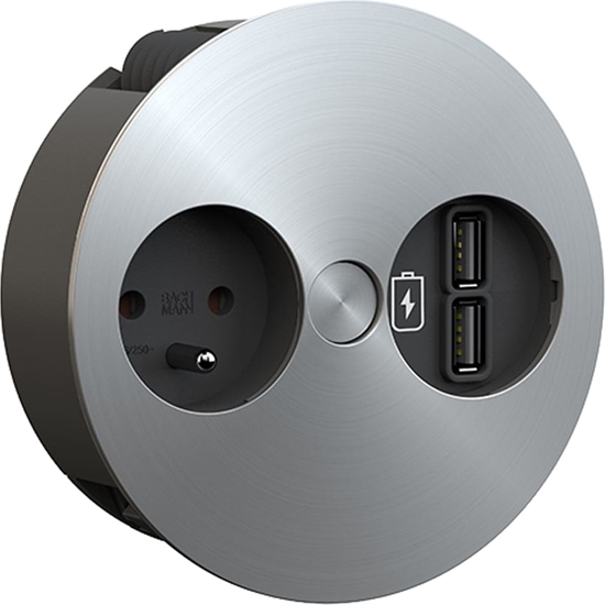 Picture of Bachmann TWIST 1xUTE 1xUSB Charger, AEH Edelstahl Optik, 2 m