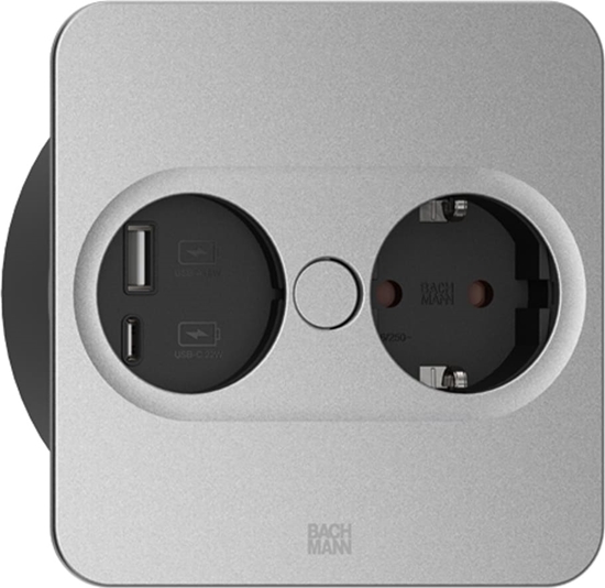 Picture of Bachmann TWIST 2 1xCEE7/3 1xUSB A/C 22W 0.2m GST18 silver square