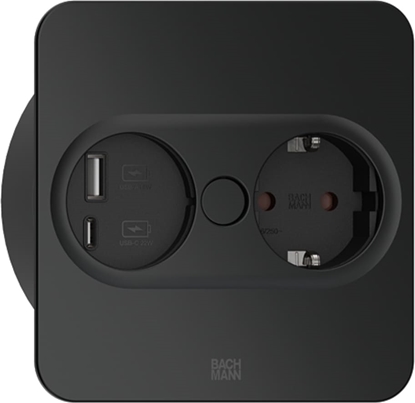 Picture of Bachmann TWIST 2 1xCEE7/3 1xUSB A/C 22W 2,0m AEH RAL9005 30GE angular