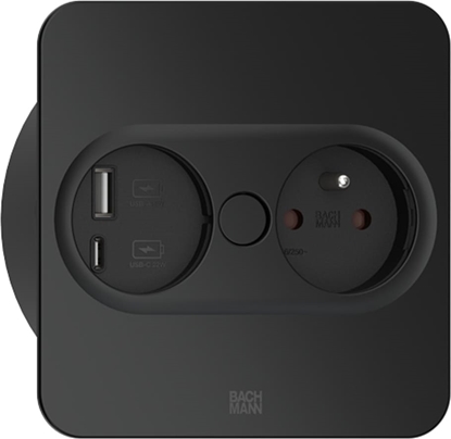 Picture of Bachmann TWIST 2 1xUTE 1xUSB A/C 22W 2,0m AEH RAL9005 30GE angular