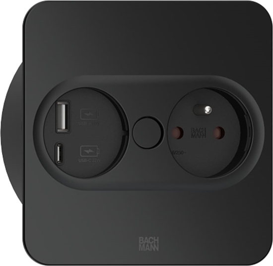 Picture of Bachmann TWIST 2 1xUTE 1xUSB A/C 22W 2,0m AEH RAL9005 30GE angular
