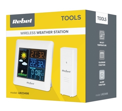 Attēls no Bezvadu Meteo stacija ar ārējo sensoru un krāsainu displeju