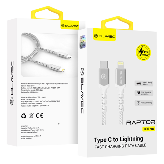 Изображение Blavec Cable Raptor braided - Type C to Lightning 