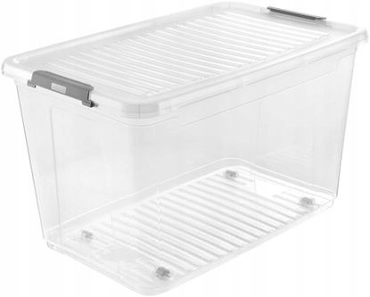 Attēls no Box with lid on wheels clipbox Leo 59x38x35 5cm 56L transparent 4052396109788