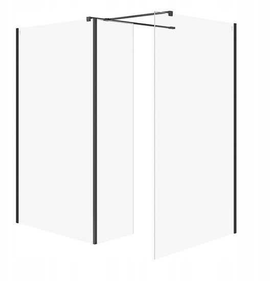 Picture of Cersanit (kabiny walk-in) SET B803: Kabina walk-in MILLE cianka staa czarny 100x90x30x200 (S601-190)
