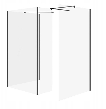 Picture of Cersanit (kabiny walk-in) SET B807: Kabina walk-in MILLE cianka staa czarny 90x90x90x30x200 (S601-194)