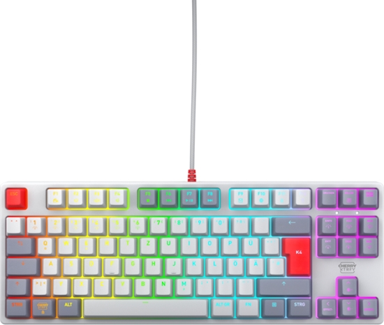 Picture of Cherry K4V2 TKL tastatūra Speļu USB QWERTZ Vācu Pelēks, Gaiši Pelēks, Sarkans