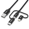 Picture of Choetech Choetech 3in1 MFI cable USB - USB Type C / micro USB / Lightning (charging 3A / data transmission 480 Mbps) 1.2m black (IP0030-BK)