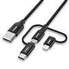Picture of Choetech Choetech 3in1 MFI cable USB - USB Type C / micro USB / Lightning (charging 3A / data transmission 480 Mbps) 1.2m black (IP0030-BK)