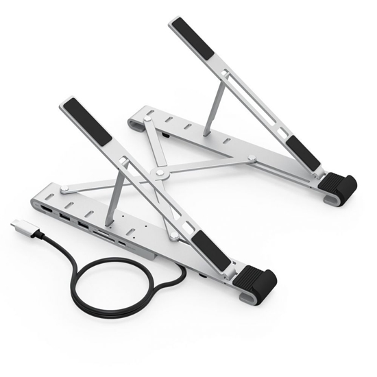 Изображение Choetech Choetech stand multifunctional station for laptop PD / USB-C HDMI (4K / 30Hz) / 2xUSB-A / 1xUSB-C / 1xSD / 1xTF black (HUB-M43)