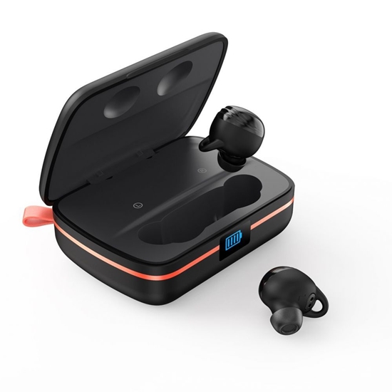 Picture of Choetech Choetech TWS wireless headphones waterproof with solar panel and built-in 2500mAh powerbank black (BH-T05)