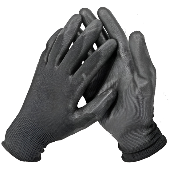 Изображение Cimdi poliester ar melnu PU pārkl. 11.izm B+B