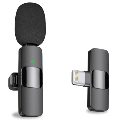 Picture of CP K9 Mini Lightning Smartphone Wireless clip clear sound microphone noise cancell (5.7x1.5cm) Black