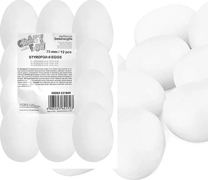 Изображение Craft with Fun OZDOBA DEK STYROP JAJKA 70MM 12SZT FOL 8/64