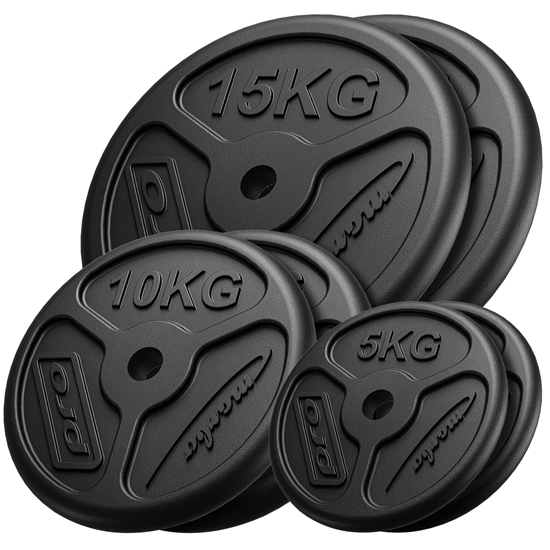 Изображение Čuguna svaru disku plāns komplekts 60 kg / 2 x 15 kg + 2 x 10 kg + 2 x 5 kg - Marbo Sport